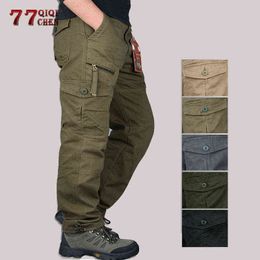 2020 Mens Cargo Pants Tactical Multi-Pocket Overalls Male Combat Cotton Loose Slacks Trousers Army Military Work Straight Pants H1223