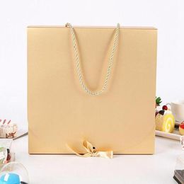 31cmx26cmx8cm Large Gold Gift Box With Rope Scarf clothing Packaging Color Paper Box with ribbon Underwear packing