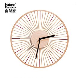 Wall Clocks Wooden Pastoral Clock Japanese Wood Simple Silent Creative Electronic Horloge Murale Bois Watch For Room50WC1