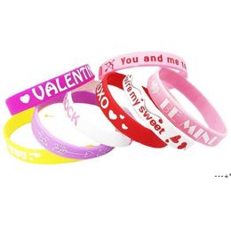 NEW2022 Valentine's Day Lover Girlfriend Gift Pink Silicone Bracelet Rubber Bangle WRISTBANDS Wrist Band Party Ornament RRE12222