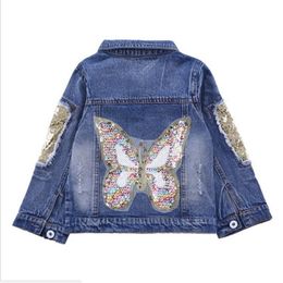 Girl Jean Jacket Coats Autumn Cotton Denim Cartoon Coats Kids Fashion High-grade Baby Girl Clothes 4 5 6 7 9 Year 201106