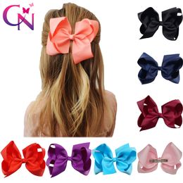 15/20/30Pcs/lot 6"Solid Ribbon Hair Bows With Clips For Girls Kids Boutique Knot Jumbo Bows Hair Clips Hairpins Hair Accessories LJ201226