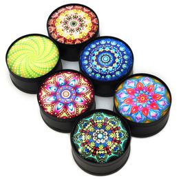 Latest Design Colourful 52MM Black Zinc Alloy Dry Herb Tobacco Grind Spice Miller Grinder Crusher Grinding Chopped Hand Muller Smoking Tool