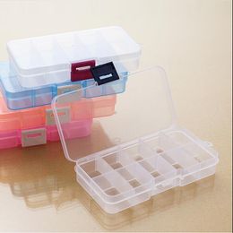 factory price 120pcs lot adjustable 10 compartment plastic clear storage box for Jewellery earring tool container fast shipping