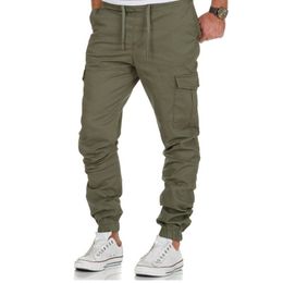 Cargo Male Casual Multi-Pockets Jogger Man Skinny Grey Trousers Outdoor Pants For Men LJ201007