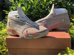 2021 Authentic Clot x 14 Low Terra Blush 14S Sepia Stone Desert Sand Men Outdoor Shoes Sneakers Real Carbon Fiber With Original Box