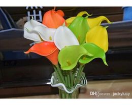 Real Touch PU Artificial Flower Calla Lily For Home Ornament Wedding Centerpiece Decoration White Green Orange Yellow color