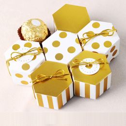 Favors And Gifts Candy Boxes Small Gold Striped dots Favor holders Box For free shipping Wedding Party Guest