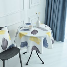 Nordic Geometric Polyester Waterproof Round Tablecloth Kitchen Tablecloths Dining Table Cloth Home Table Cover For Parties LJ201223