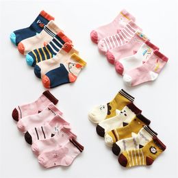 5 pairs kids cotton socks winter girls boys toddler cartoon sock newborn infant baby Children fox unicorn warm school socks LJ201019