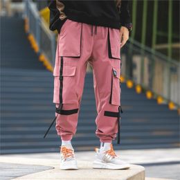Autumn Men's Cargo Pants high quality Polyester Hip Hop Casual pants Multi-pocket Tassel Teen fashion Loose cargo trousers Men 201027