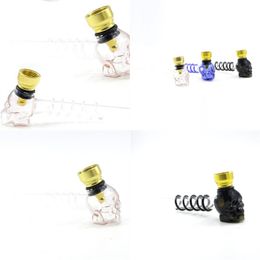 New Pattern Glass Pipe Skull Thread Smoking Pipes Cigarette Accessories Colour Mix Birthday Party 5 6mt H1