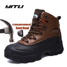 Safety For Winter Security Ankle Shoes Anti-smashing Steel Toe Cap Men Construction Work Boots Y200915