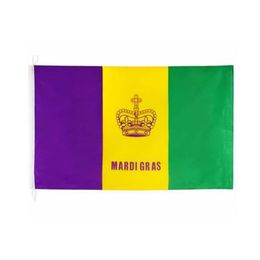 Mardi Gras Festival Flags 2020 3'x5'ft 100D Polyester High Quality Hot Sales With Two Brass Grommets
