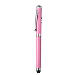 200pcs/lot aluminum alloy Universal 4 in 1 Laser Pointer LED Torch Touch screen Capacitive Stylus Pen With Ball