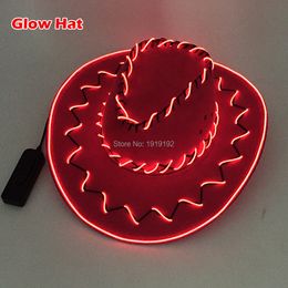 Costume Accessories Wholesale Flashing El Wire hat men Led russian Cowboy Hat Glowing hat male Christmas Wedding Decor Party Supplies