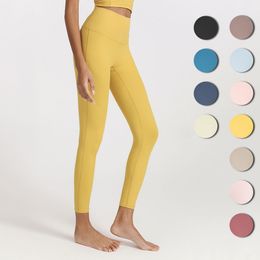 Leggings Pantaloni da yoga fitness Pantaloni da jogging in spandex esercizio in esecuzione su entrambi i lati capelli nudi per ragazze neri Stretti e senza cuciture