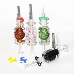 Hookahs Glass Nectar Cooling Oil Inside with 14mm Quartz Tips Stainless Steel Tip and Plastic Clip Smoke Nectar Pipes Dab Rigs