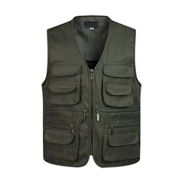 Men's Multi-Pocket Classic Tactical Waistcoat Male Sleeveless Unloading Solid Coat Work Vest Photographer Masculino Jacket 201126