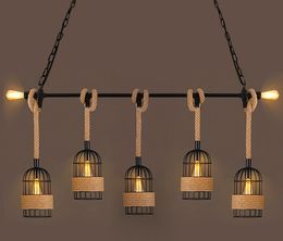 Vintage Industrial Style Pendent Lamp Bar Restaurant Creative Personality Coffee Shop Clothing Store Linen Cage Ceiling Lamp