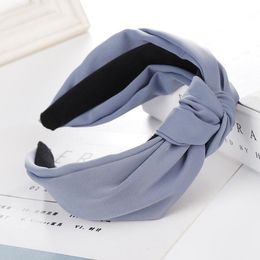Korean ins net red simple fabric cross knotted hair band wide side ladies wild sweet bow hair accessories