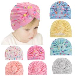 2020 European and American autumn new children's hats baby cotton donut turban hat baby striped hood ins