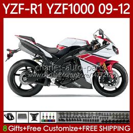 OEM Bodywork For YAMAHA YZF R1 1000 CC YZF1000 White red YZF-R1 2009 2010 2011 2012 MOTO Bodys 92No.84 YZF-1000 YZF R 1 1000CC 2009-2012 YZFR1 09 10 11 12 Fairing Kit