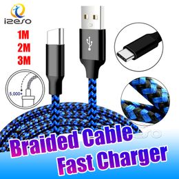 3ft 6ft USB Cable Type C Cables 2A Nylon Braided Cord Fast charger for iPhone Samsung Huawei Xiaomi Mobile Phone izeso