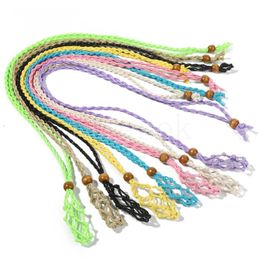 8 Styles Women Weaved Necklace Party Wooded Beads Pendants Wax Cord Woven Neckchain Festival Gift de013