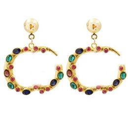 Trendy Brand Earrings Studs Colourful Diamond Earrings Letters Designer Earrings Women Shiny Rinestone Charm Zircon Noble Earring