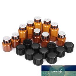 100pcs 1ml 2ml 3ml 5ml Mini Refillable Empty Amber Glass Bottles Aromatherapy Adapter Essential Oil Travel Cosmetics Containers