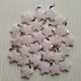 Pink Rose Quartzs Crystal Necklace Natural Stone Star Pendants Fashion Beads For DIY Jewellery Making Gemstones