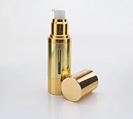 30ml Empty Gold Lotion Cream Airless Pump Cosmetic Bottle BB CC Cream Plastic Liquid Make Up Cosmetics Container Packaging SN4937