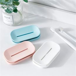 Unique Soap Dishes Colorful Soap Holder Plastic Double Drain Soap Tray Holder Container For Bath Shower Bathroom