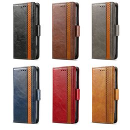 Kickstand Leather Wallet Cases For Samsung S23 Ultra Plus A14 A23E A03 Core A73 A33 5G A53 A13 4G Magnetic Contrast Hit Color Flip Cover Card Slot Holder Business Pouch