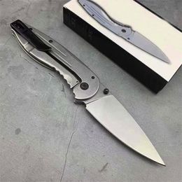 New Arrival 8389 Tactical Folding Blade Knife 8Cr13Mov Stone Wash Drop Point Blade Steel Handle Knives With Retail Box