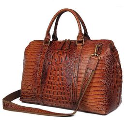 Duffel Bags 2021 Crocodile Pattern Genuine Leather Travel Bag European Outdoor Atmosphere Texture Large Handbag For Men And Women LD7781