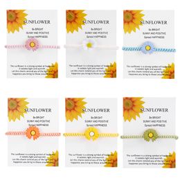 New Charm Bracelet For Friendship Couples Sunflower Daisy Pendant Bangles Red Lucky Seven Knots Bracelet Women Men Wish Jewellery