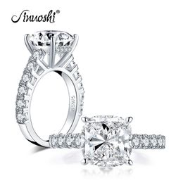 AINUOSHI Luxury 925 Sterling Silver 5.0 Carat Cushion Cut Engagement Ring Simulated Diamond Wedding Silver Ring Jewelry Gifts Y200106