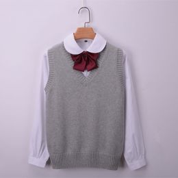 100% Cotton Large Size Women's Vest Winter School Girls Vests V-Neck Knitted Female Spring Coat Knit Waistcoat For Women Sweater 201027