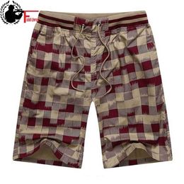 Bermuda Male Summer Elastic Waist Mens Plaid Shorts Classic Design Breeches Cotton Casual Beach Short Pants Big Size 44 220301