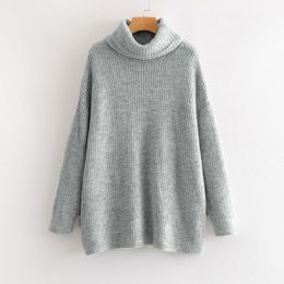 Oversize Turtleneck Knitted Women's Sweater Pullovers Long Batwing Sleeve Winter Solid Women Sweaters Loose Basic Jumper 201109