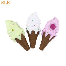 Smokeshop Wholesale pipes ice cream smoking pipe silicone bong water pipe tobacco hand pipes with glass bowl 420