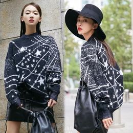 Fashion Starry Sky Half Turtleneck Womens Winter Sweaters Loose Knitted Fall Pullover Sweater Women Christmas Women Sweater 201017