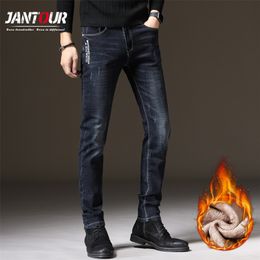 jantour Men Winter Fleece Thick warm Jeans New Fashion Male Straight Slim Denim trousers Retro Jeans Long Jeans male 201223