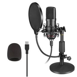 Professional bm800 Microphone Kit USB Condenser Microphone Gaming with Foldable Stand Philtre for PC Video Streaming Recording