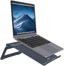 Adjustable Multi-Angle Laptop Stand Compatible with MacBook Pro/Air, Apple Laptop, 7-17" Notebook and Tablet Desktop Space-Saving Holder with Anti-Slip Silicone Pad, Grey