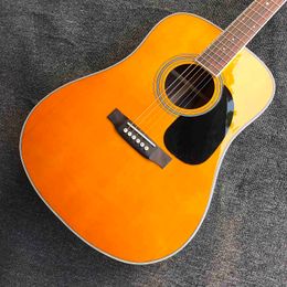 Custom Solid Spruce Top 41 Inch D Type Series Acoustic Electric Guitar in Yellow Painting