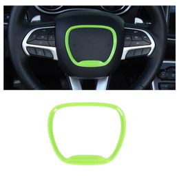 Green Steering Wheel Trim Ring Decal Sticker Cover For Dodge Challenger /Charger 2015 UP Auto Interior Accessories