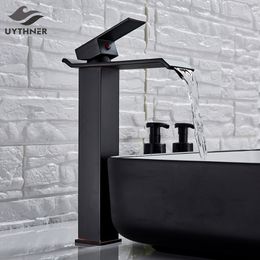 Chrome/Black/Brushed Basin Faucet Single Level Mixer Tap Hot and Cold Water Mixer Bathroom Sink Faucet Deck Mounted Basin Taps T200710